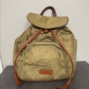 Preloved Dooney & Bourke Olive Backpack with Leather Trim Vintage
